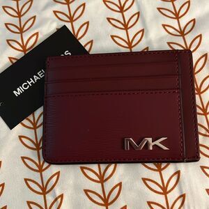 Michael Kors NWT Cooper Slim Wallet Dark Cherry with Silver Logo MSRP $88